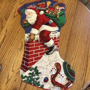 Vintage Jumbo Christmas Stocking Santa Sack Down The Chimney Giant XL  31" Long